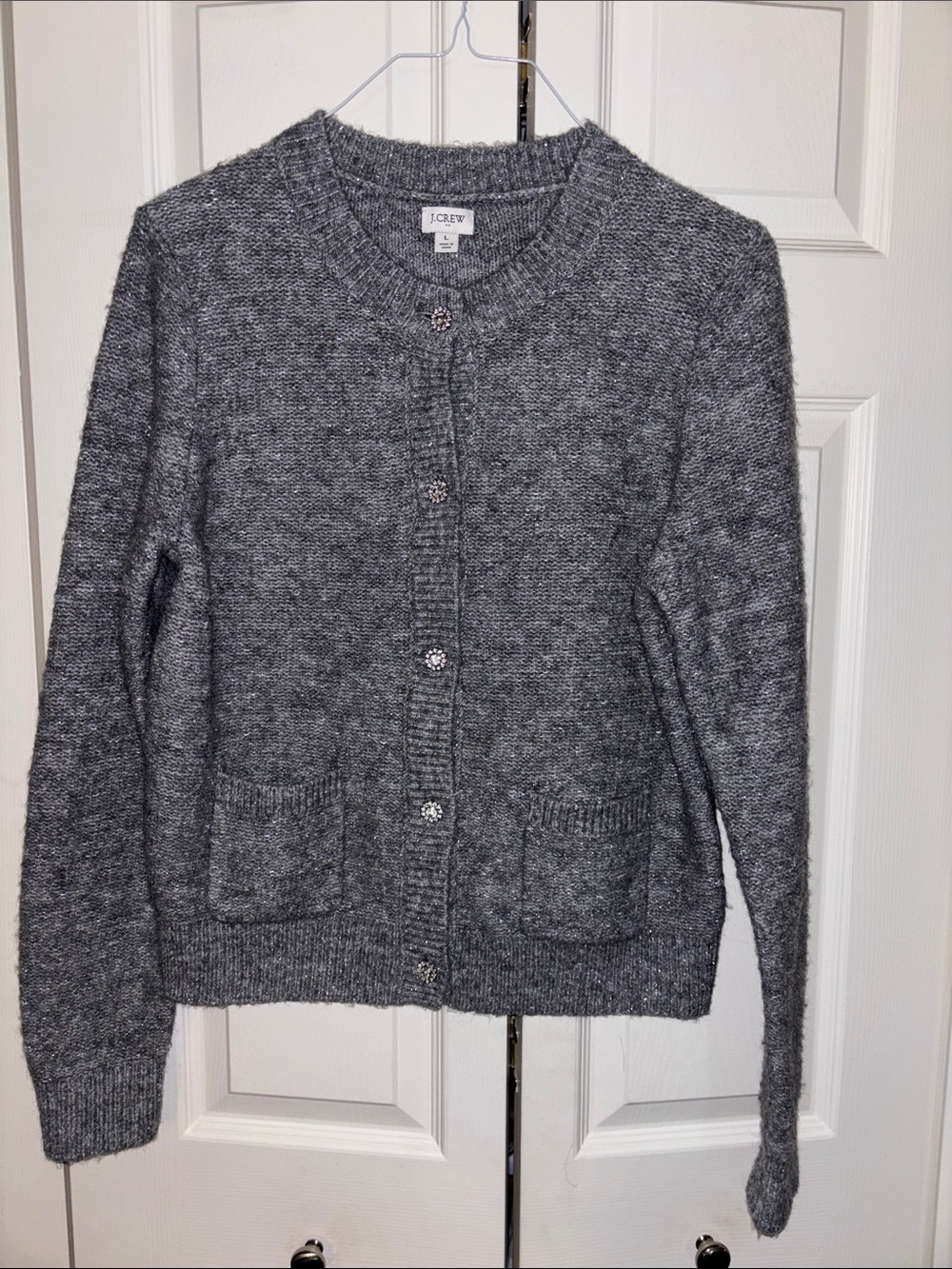 J. Crew Gray Button-Front Knit Cardigan